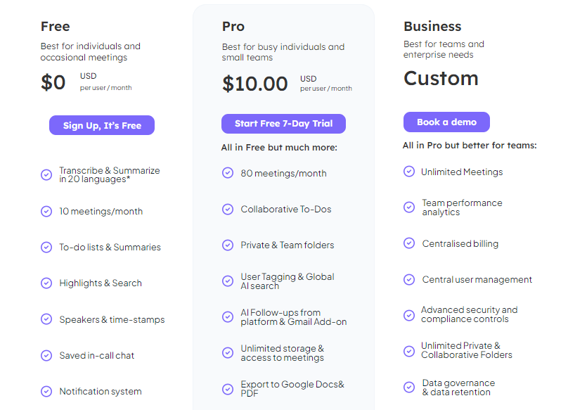 Noty.AI Pricing