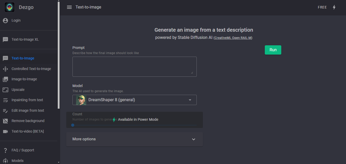 Dezgo - Free Image Generator AI Tool
