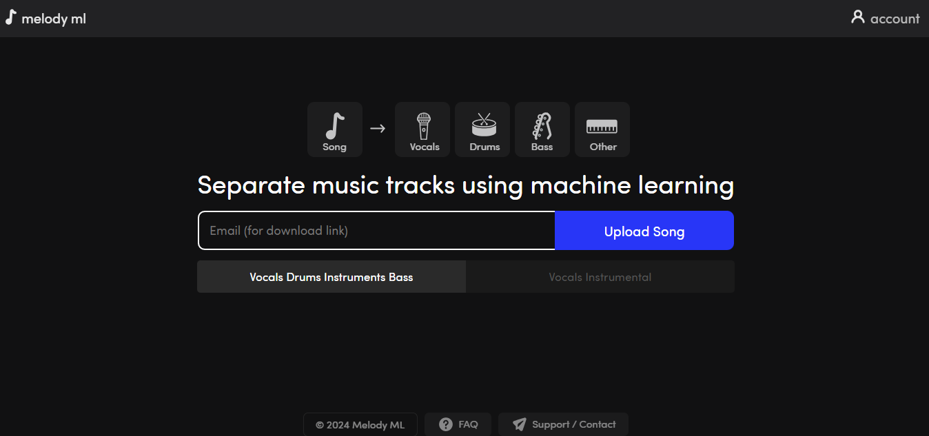 Melody ML - A Tool to Separate Music Tracks