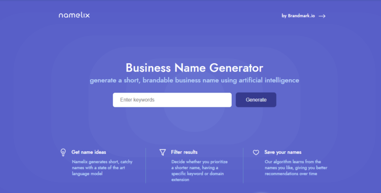 Namelix brand name generator
